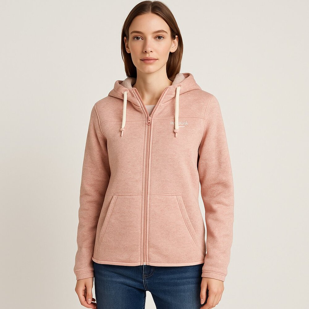 Reebok Blush Pink Sherpa Zip Up Hoodie Fleece Jacket Athletic Athleisure M Cozy
